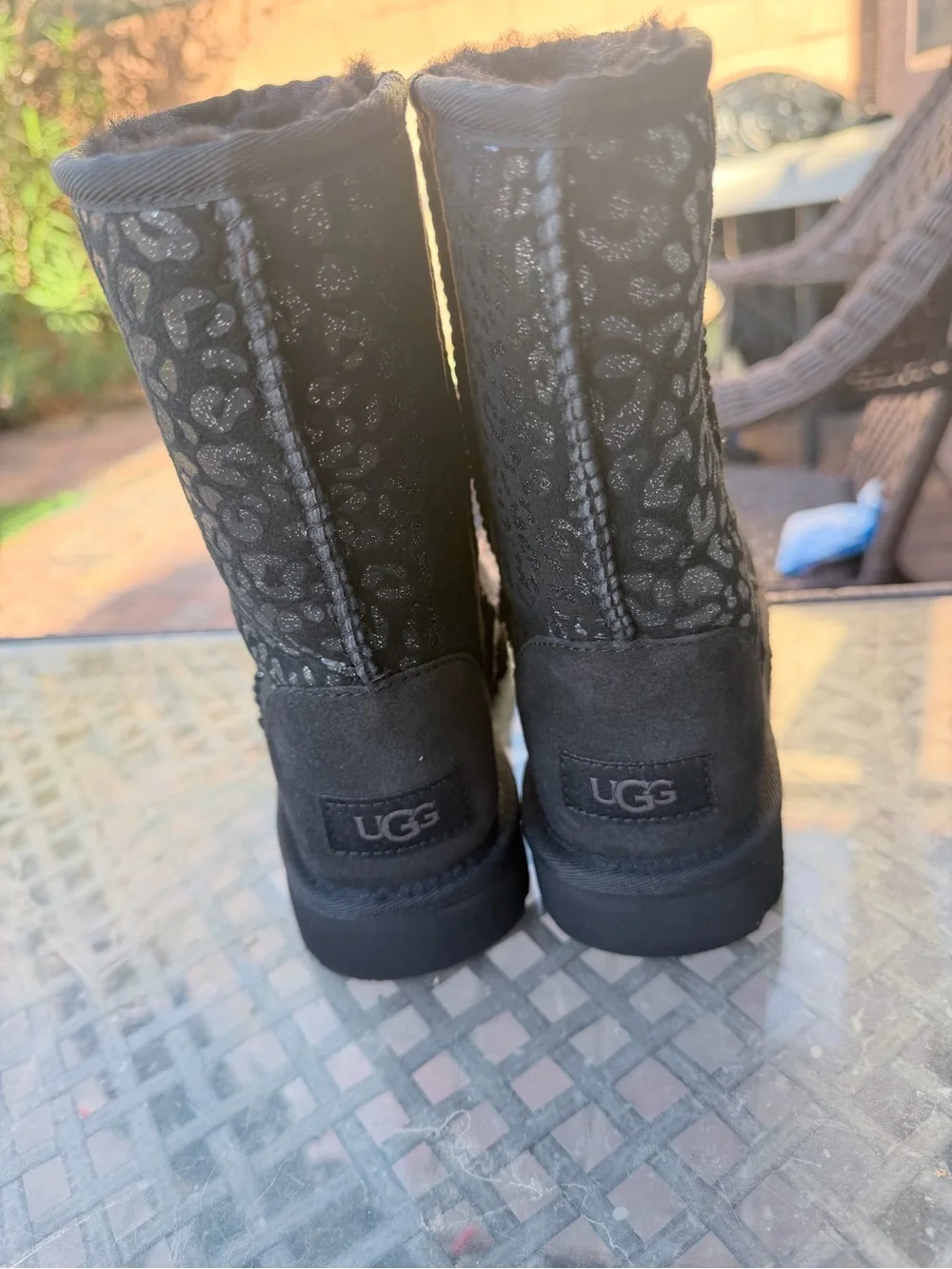 UGG kids Black Leopard Print Boots Size 5 – Never Worn $55